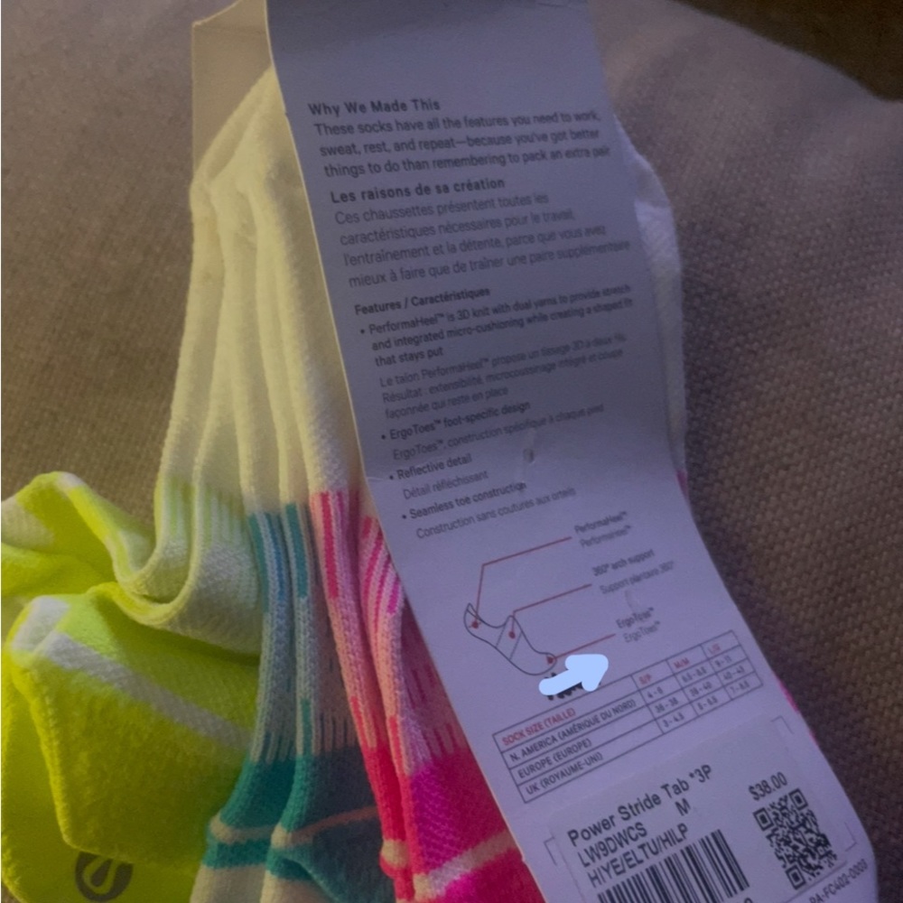 SOLD OUT on All! NWT lululemon Power Tab Socks 3pack in size Med and additional - Picture 5 of 14